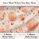 Coral Floral Hot Air Balloon Nursery Pattern Seamless Watercolour  Digital Print Material by the Metre UK Sewing Quilting Textile