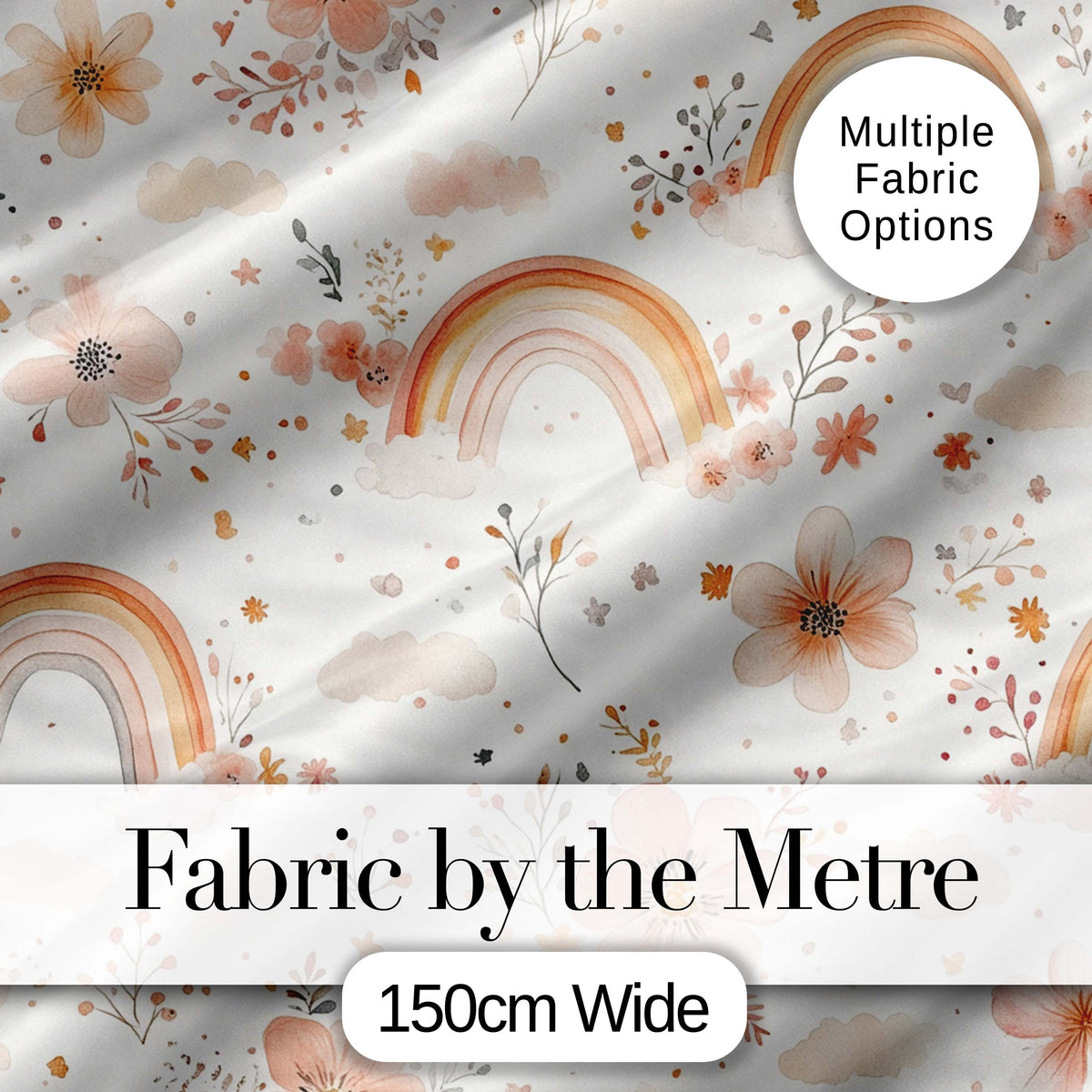 Pastel Rainbow Floral Dreamy Nursery Pattern Seamless Watercolour  Digital Print Material by the Metre UK Sewing Quilting Textile
