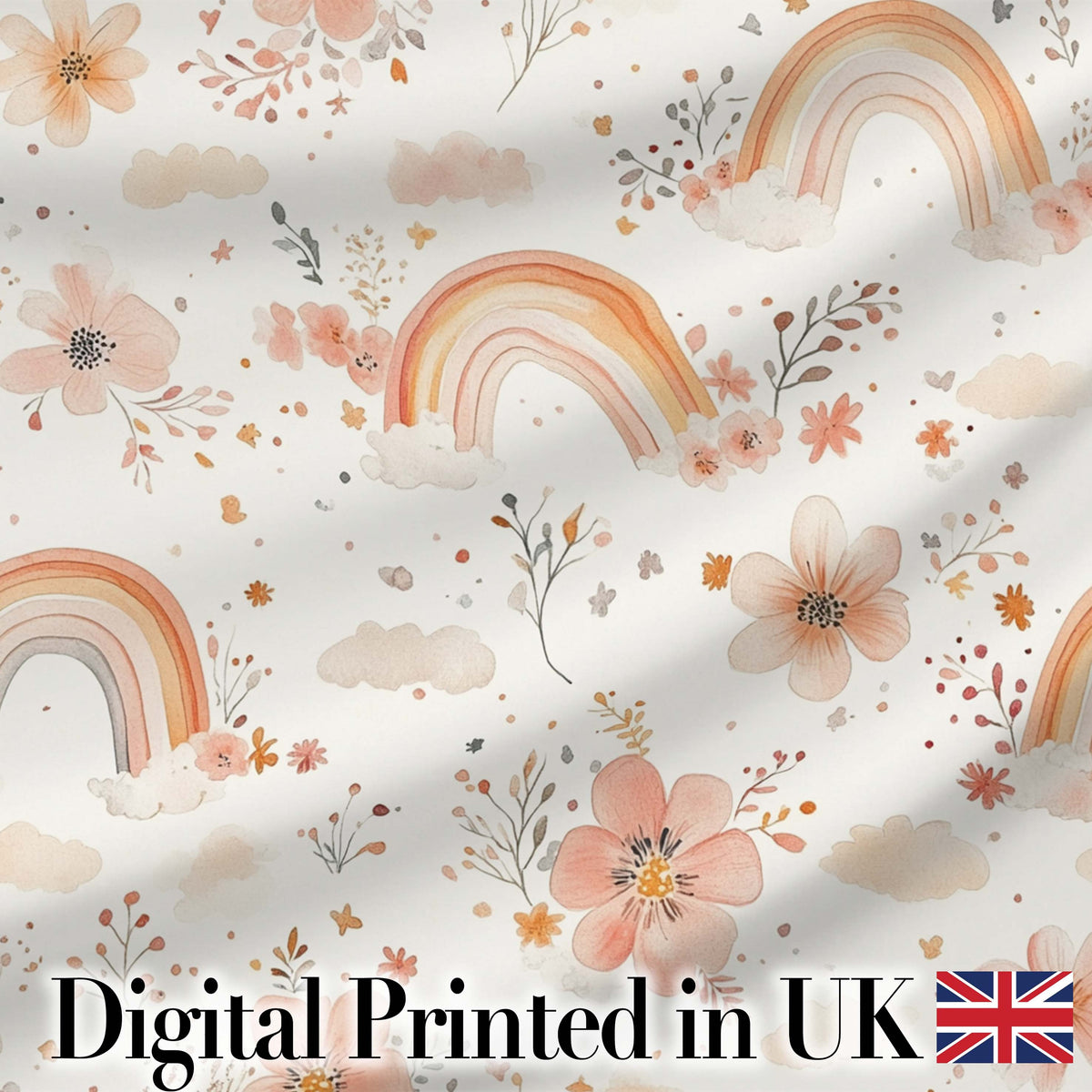 Pastel Rainbow Floral Dreamy Nursery Pattern Seamless Watercolour  Digital Print Material by the Metre UK Sewing Quilting Textile
