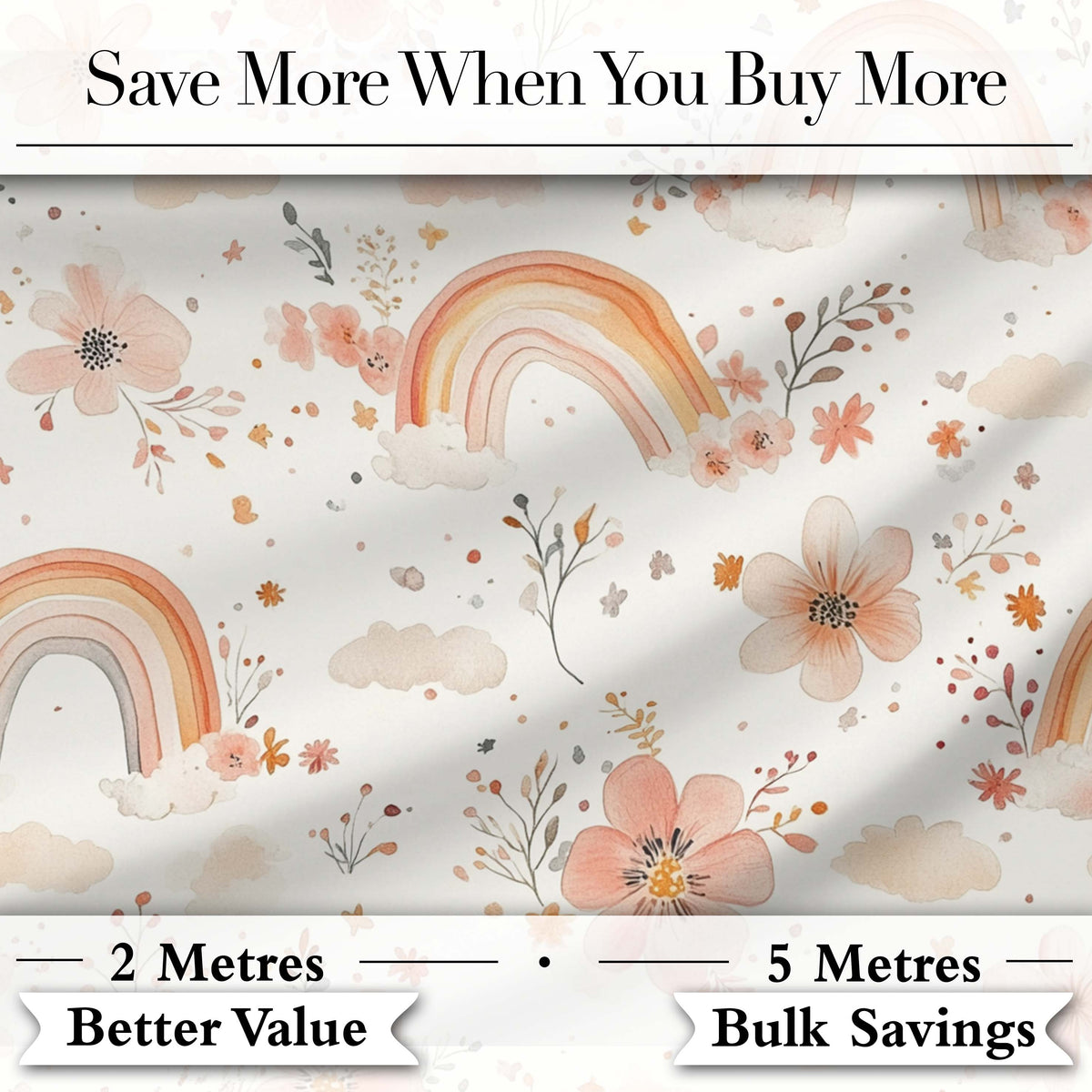 Pastel Rainbow Floral Dreamy Nursery Pattern Seamless Watercolour  Digital Print Material by the Metre UK Sewing Quilting Textile