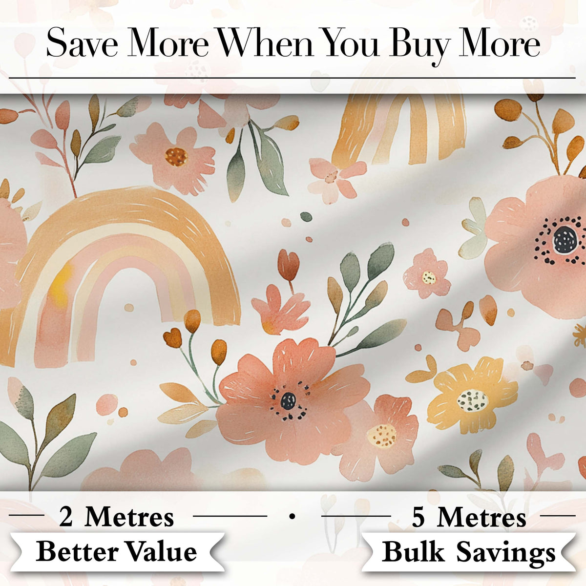Warm Rainbow Floral Boho Style Seamless Watercolour Pattern Lovely  Digital Print Material by the Metre UK Sewing Quilting Textile