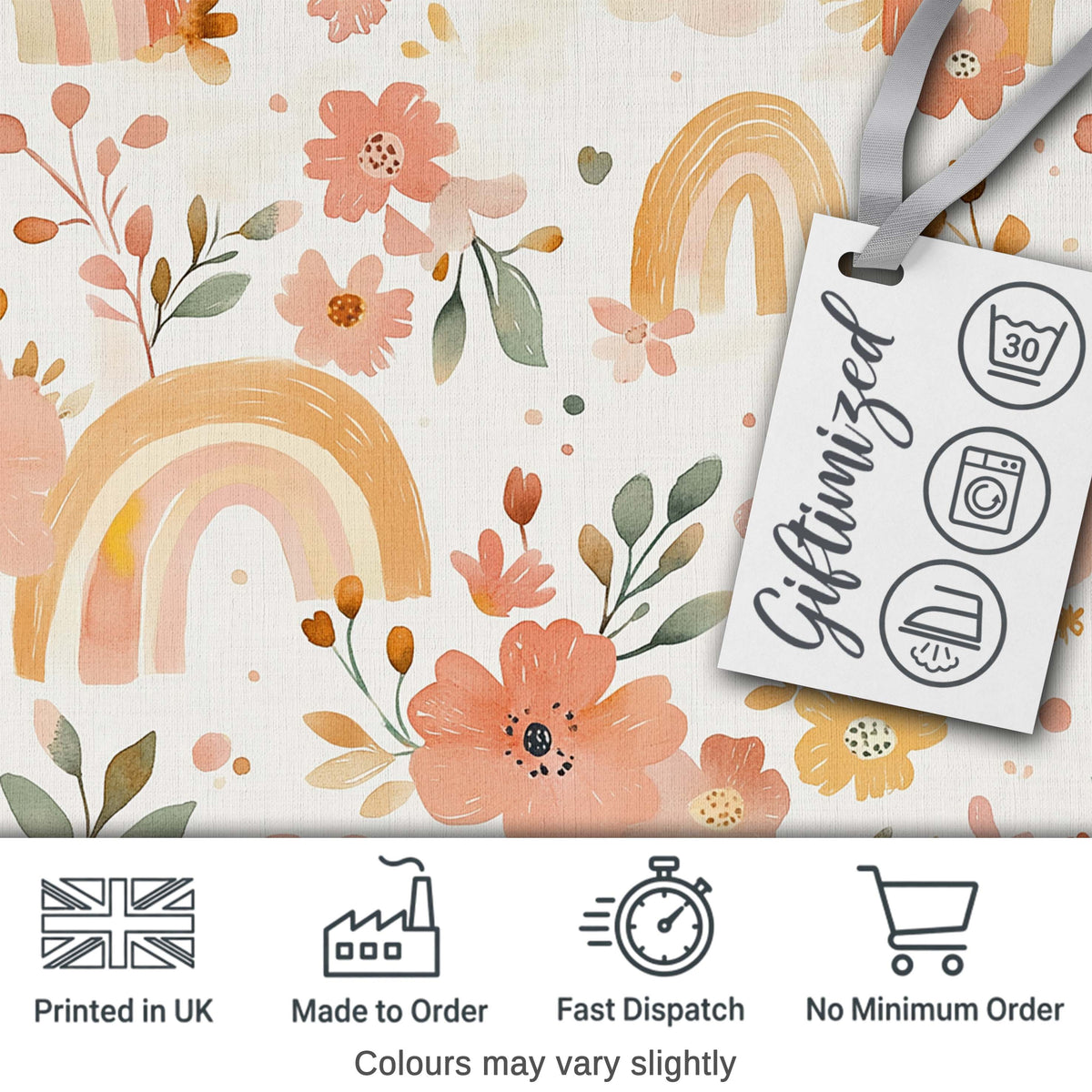 Warm Rainbow Floral Boho Style Seamless Watercolour Pattern Lovely  Digital Print Material by the Metre UK Sewing Quilting Textile
