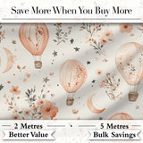 Soft Coral Floral Hot Air Balloon Sky Pattern Seamless Watercolour  Digital Print Material by the Metre UK Sewing Quilting Textile