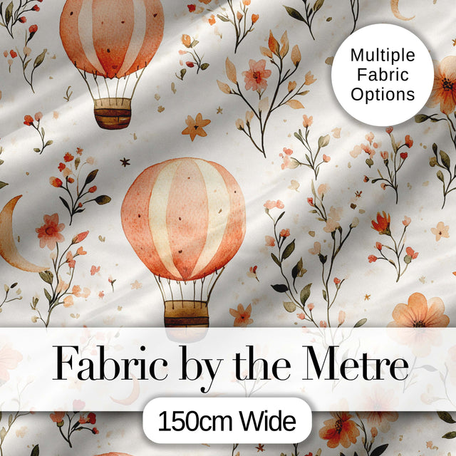 Watercolor Hot Air Balloon Floral Botanical Seamless Pattern Lovely  Digital Print Material by the Metre UK Sewing Quilting Textile