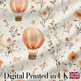 Watercolor Hot Air Balloon Floral Botanical Seamless Pattern Lovely  Digital Print Material by the Metre UK Sewing Quilting Textile