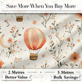 Watercolor Hot Air Balloon Floral Botanical Seamless Pattern Lovely  Digital Print Material by the Metre UK Sewing Quilting Textile