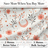 Blush Floral Botanical Moon Pattern Seamless Elegant Watercolour  Digital Print Material by the Metre UK Sewing Quilting Textile