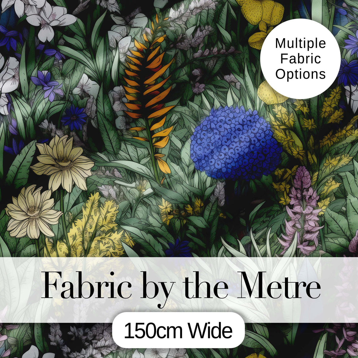 Tropical Botanical Garden Illustration Green Floral Seamless Pattern  Digital Print Material by the Metre UK Sewing Quilting Textile