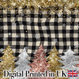Black Gold Christmas Plaid Pattern Festive Snowflake Seamless Design  Digital Print Material by the Metre UK Sewing Quilting Textile