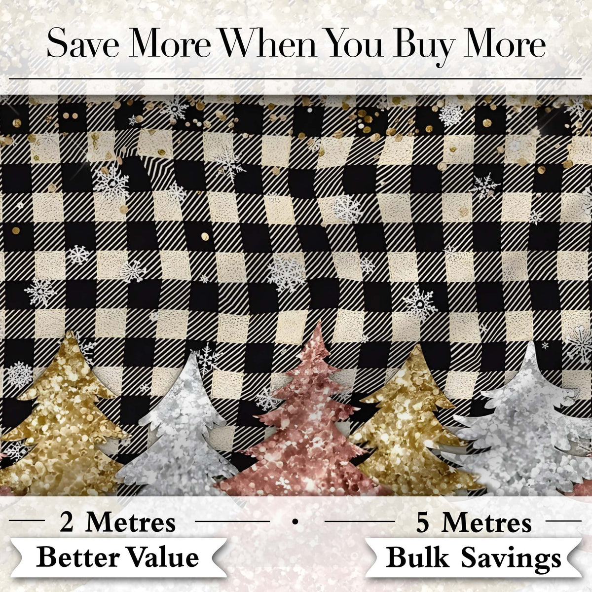 Black Gold Christmas Plaid Pattern Festive Snowflake Seamless Design  Digital Print Material by the Metre UK Sewing Quilting Textile