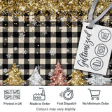 Black Gold Christmas Plaid Pattern Festive Snowflake Seamless Design  Digital Print Material by the Metre UK Sewing Quilting Textile