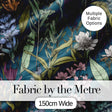 Elegant Botanical Floral Line Art Green Background Seamless Pattern  Digital Print Material by the Metre UK Sewing Quilting Textile