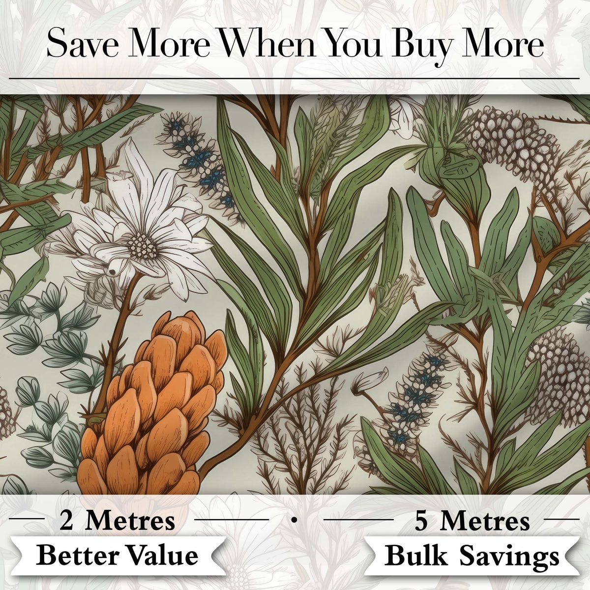 Botanical Garden Floral Pattern Natural Tones Beautiful Coffee Cup  Digital Print Material by the Metre UK Sewing Quilting Textile
