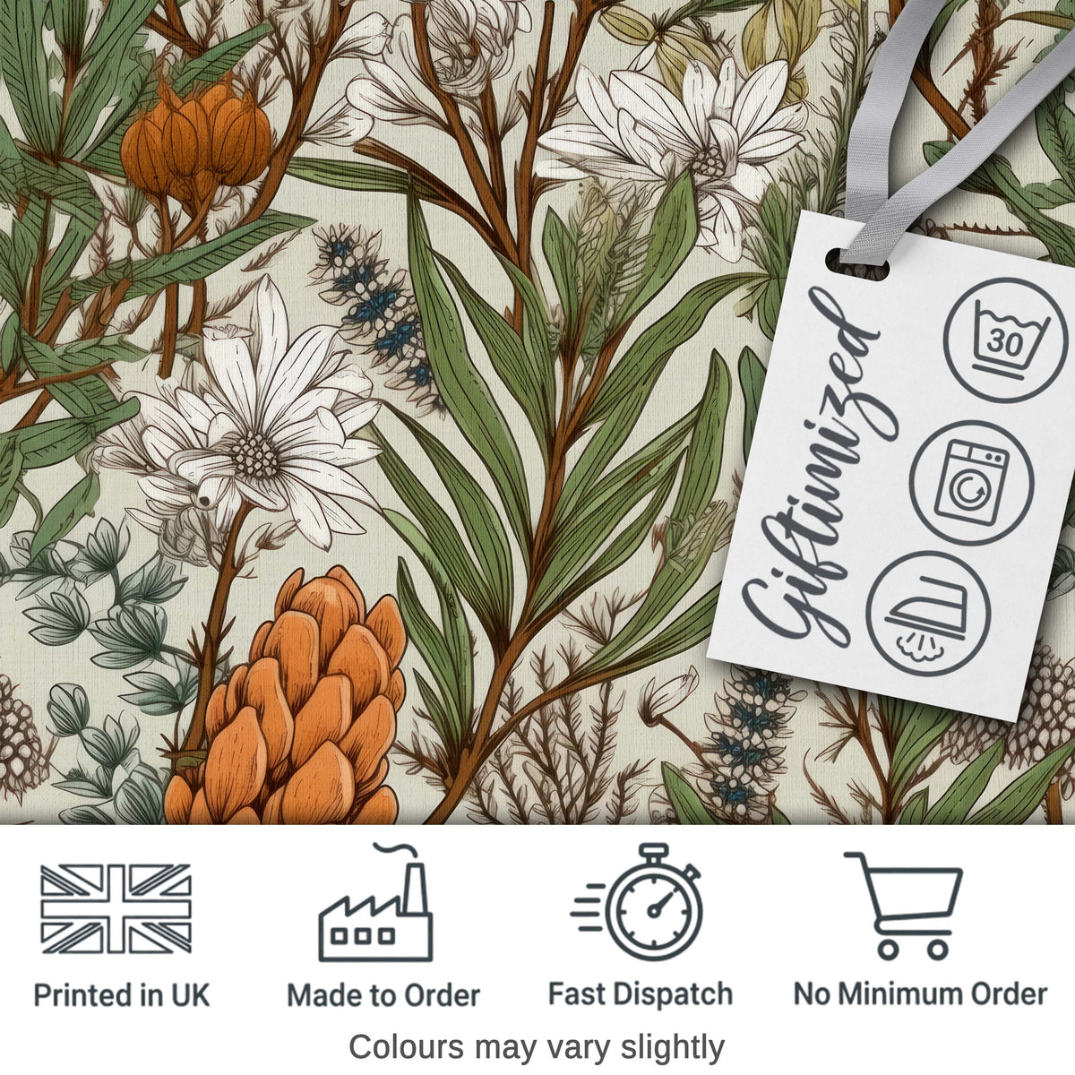 Botanical Garden Floral Pattern Natural Tones Beautiful Coffee Cup  Digital Print Material by the Metre UK Sewing Quilting Textile