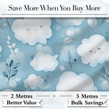 Soft Smiling Cloud Blue Sky Baby Pattern Stylish Everyday  Lovely  Digital Print Material by the Metre UK Sewing Quilting Textile