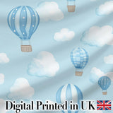 Blue Hot Air Balloon Sky Pattern Cute Nursery Design Lovely  Digital Print Material by the Metre UK Sewing Quilting Textile