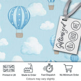Blue Hot Air Balloon Sky Pattern Cute Nursery Design Lovely  Digital Print Material by the Metre UK Sewing Quilting Textile