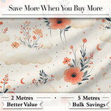 Watercolour Floral Cloud Pattern Soft Peach Tones Cute Unique Gift  Digital Print Material by the Metre UK Sewing Quilting Textile
