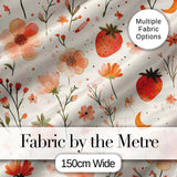 Strawberry and Floral Cute Summer Pattern Charming  Decor  Digital Print Material by the Metre UK Sewing Quilting Textile