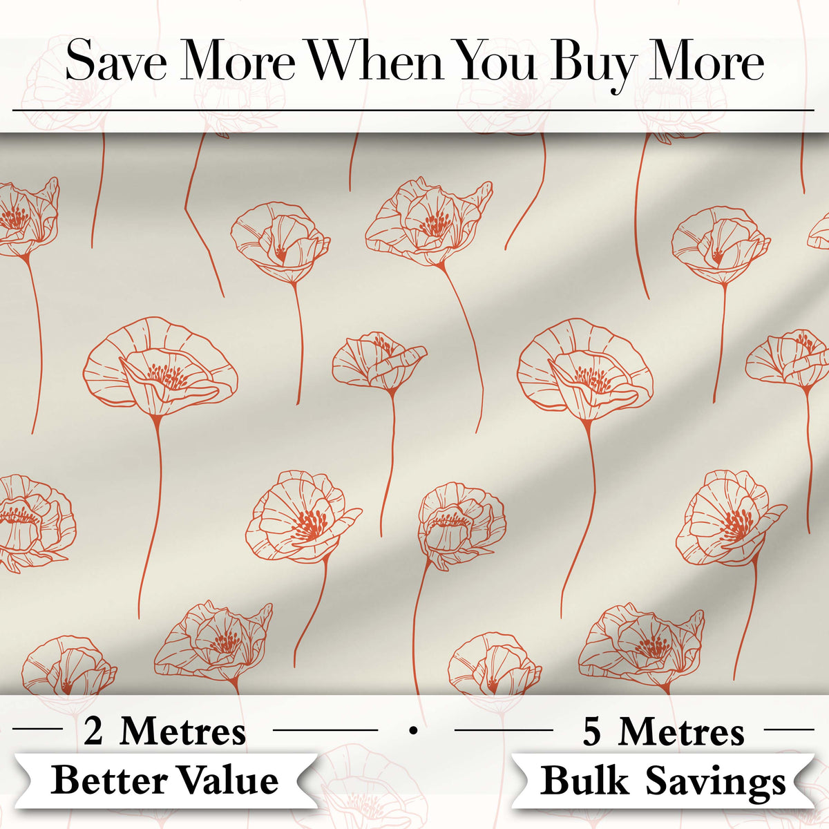 Minimal Line Art Floral Pattern Terracotta Design Cute Unique Gift  Digital Print Material by the Metre UK Sewing Quilting Textile