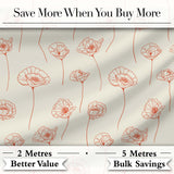 Minimal Line Art Floral Pattern Terracotta Design Cute Unique Gift  Digital Print Material by the Metre UK Sewing Quilting Textile