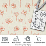 Minimal Line Art Floral Pattern Terracotta Design Cute Unique Gift  Digital Print Material by the Metre UK Sewing Quilting Textile