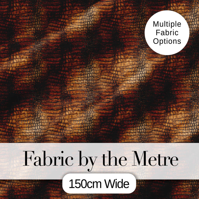 Glossy Tan Crocodile Texture Pattern Luxury Leather Look Design  Digital Print Material by the Metre UK Sewing Quilting Textile