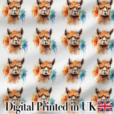 Watercolour Alpaca Pattern Cute Animal Artistic Design Lovely  Digital Print Material by the Metre UK Sewing Quilting Textile