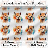 Watercolour Alpaca Pattern Cute Animal Artistic Design Lovely  Digital Print Material by the Metre UK Sewing Quilting Textile