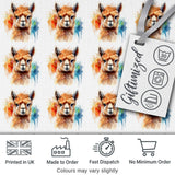 Watercolour Alpaca Pattern Cute Animal Artistic Design Lovely  Digital Print Material by the Metre UK Sewing Quilting Textile