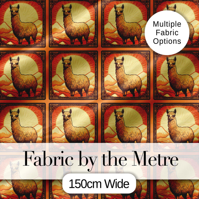 Standing Alpaca Mountain Sunset Scenic Pattern Perfect Gift for Her  Digital Print Material by the Metre UK Sewing Quilting Textile