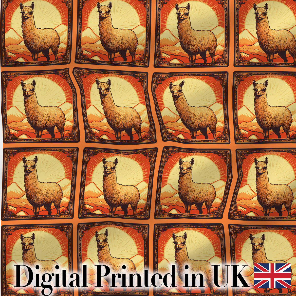 Standing Alpaca Mountain Sunset Scenic Pattern Perfect Gift for Her  Digital Print Material by the Metre UK Sewing Quilting Textile