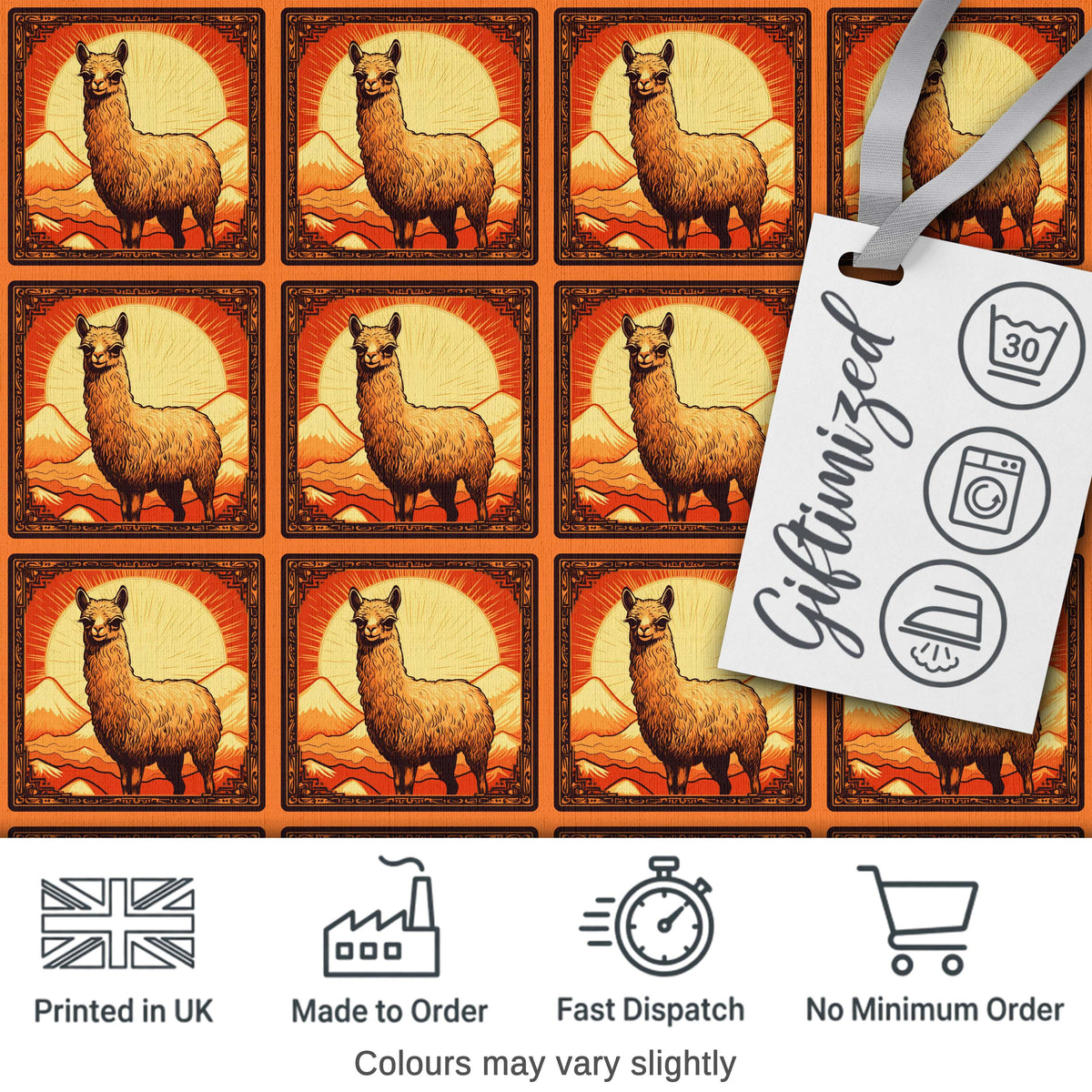 Standing Alpaca Mountain Sunset Scenic Pattern Perfect Gift for Her  Digital Print Material by the Metre UK Sewing Quilting Textile