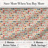 Chibi Cartoon Character Mixed Pattern Cute Kids Design Lovely  Digital Print Material by the Metre UK Sewing Quilting Textile