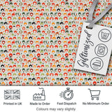 Chibi Cartoon Character Mixed Pattern Cute Kids Design Lovely  Digital Print Material by the Metre UK Sewing Quilting Textile