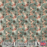 Elegant Woman Teal Hair Floral Artistic Pattern Stylish Everyday   Digital Print Material by the Metre UK Sewing Quilting Textile