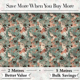 Elegant Woman Teal Hair Floral Artistic Pattern Stylish Everyday   Digital Print Material by the Metre UK Sewing Quilting Textile
