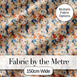 Artistic Female Portrait Cream Blue Abstract Pattern Lovely  Digital Print Material by the Metre UK Sewing Quilting Textile