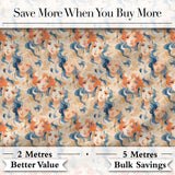 Artistic Female Portrait Cream Blue Abstract Pattern Lovely  Digital Print Material by the Metre UK Sewing Quilting Textile