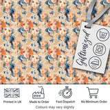 Artistic Female Portrait Cream Blue Abstract Pattern Lovely  Digital Print Material by the Metre UK Sewing Quilting Textile