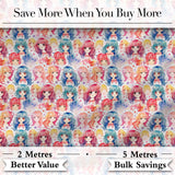 Colourful Anime Girls Pastel Star Pattern Kawaii Character Design  Digital Print Material by the Metre UK Sewing Quilting Textile