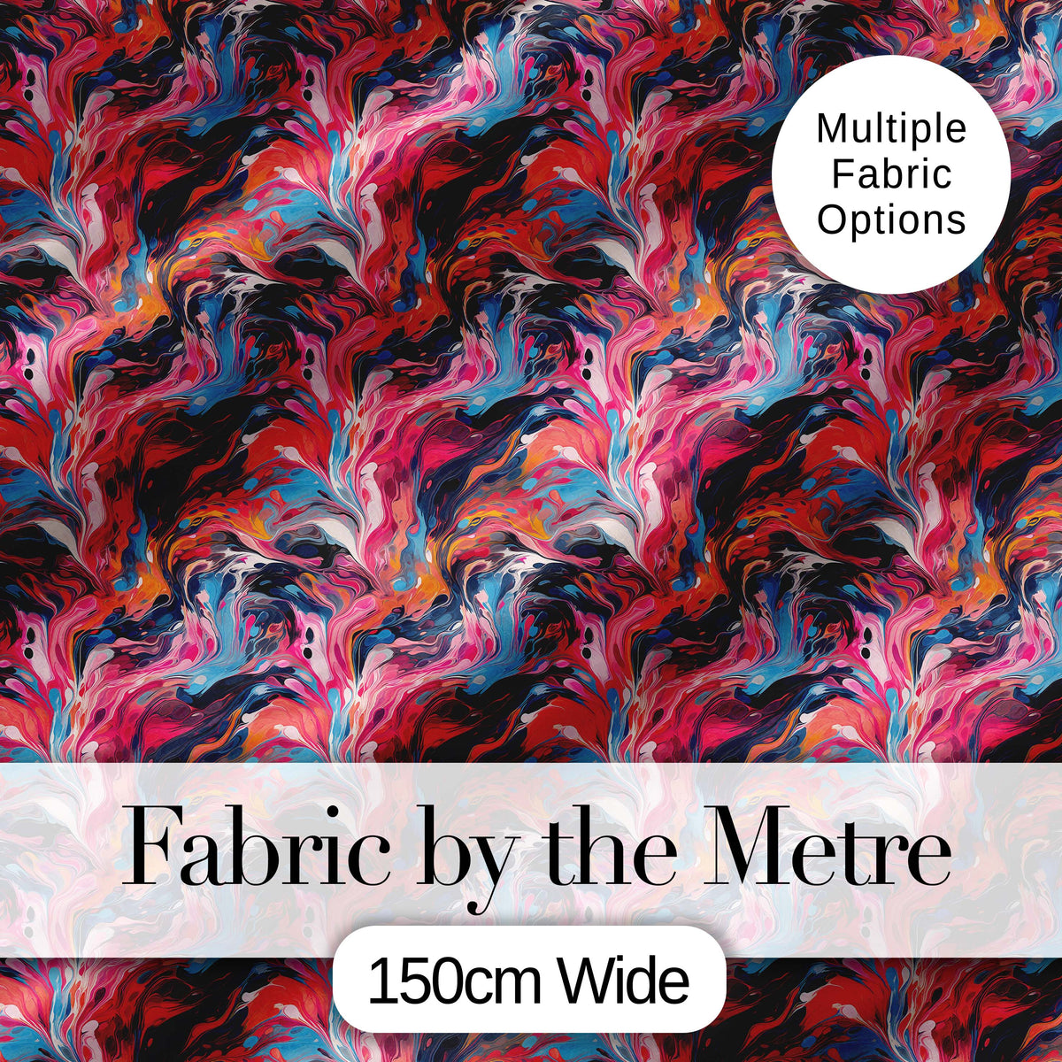 Vibrant Fluid Marble Swirl Abstract Pattern Pink Blue Orange Lovely  Digital Print Material by the Metre UK Sewing Quilting Textile