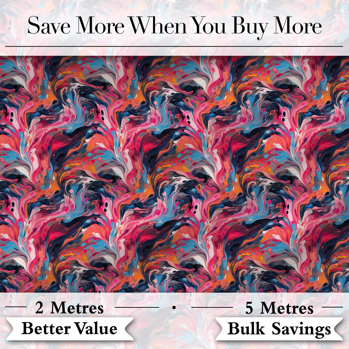 Vibrant Fluid Marble Swirl Abstract Pattern Pink Blue Orange Lovely  Digital Print Material by the Metre UK Sewing Quilting Textile
