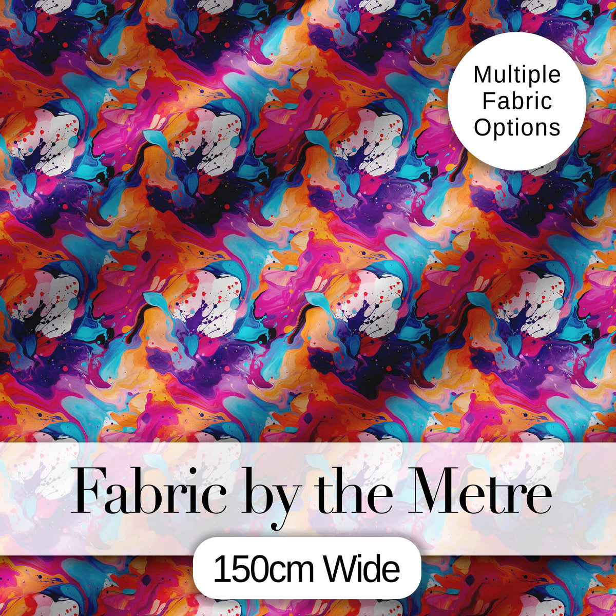 Colourful Liquid Marble Swirl Pink Purple Orange Abstract Pattern  Digital Print Material by the Metre UK Sewing Quilting Textile