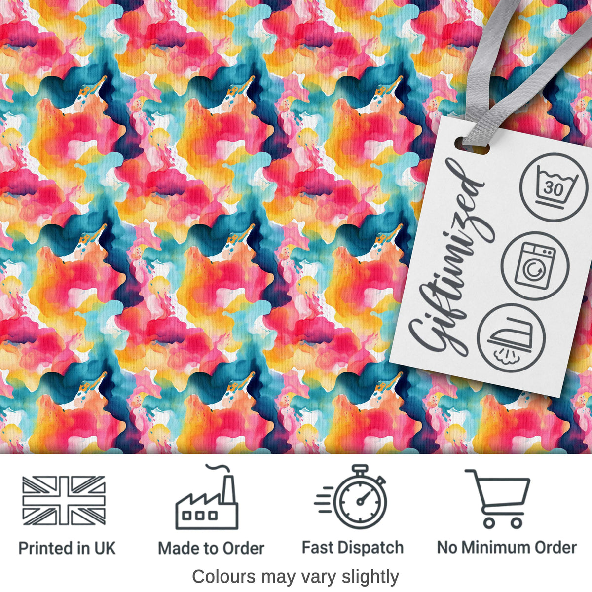 Watercolour Blend Abstract Flow Soft Pink Yellow Blue Pattern Lovely  Digital Print Material by the Metre UK Sewing Quilting Textile