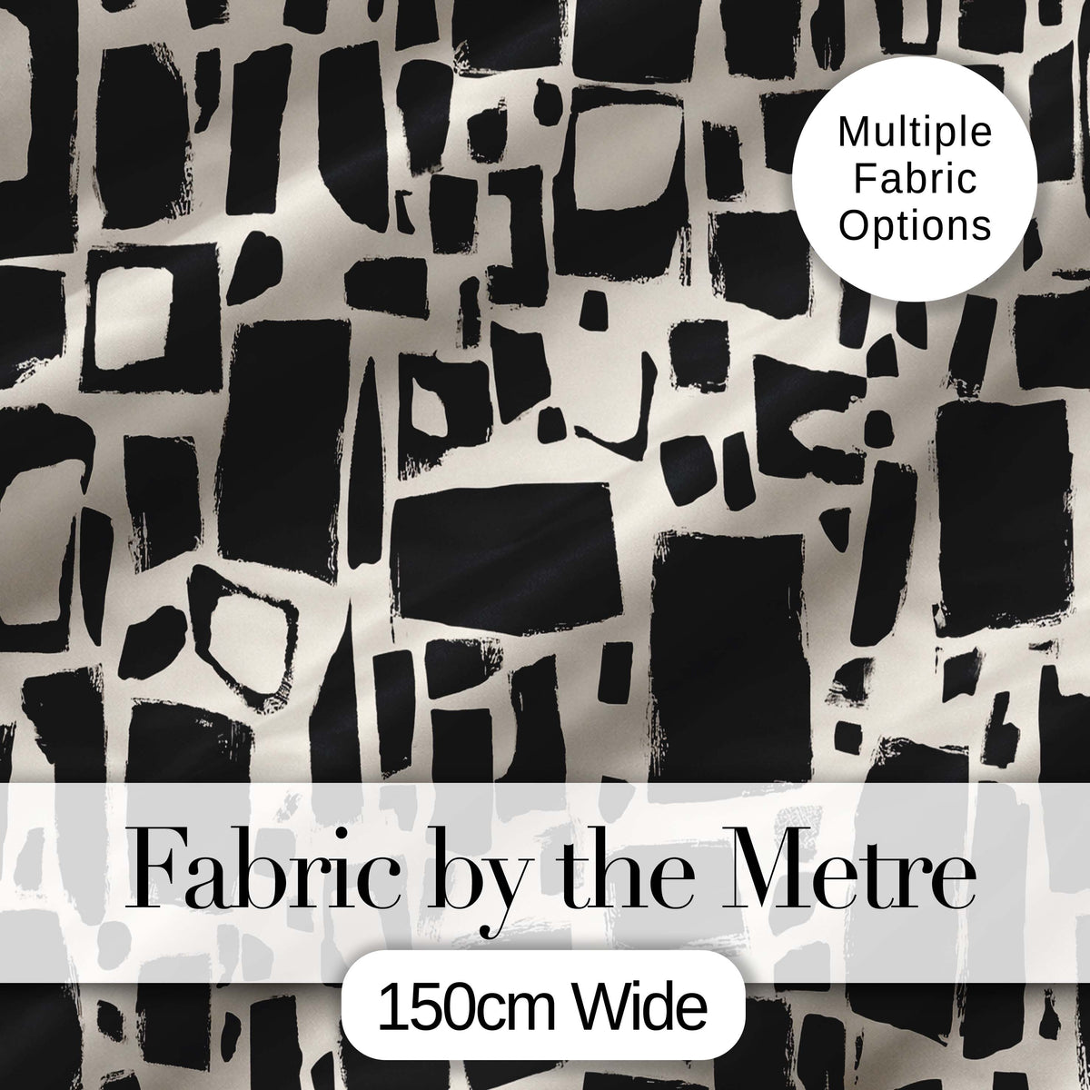 Irregular Mosaic Tiles Black Cream Abstract Geometric Pattern Lovely  Digital Print Material by the Metre UK Sewing Quilting Textile