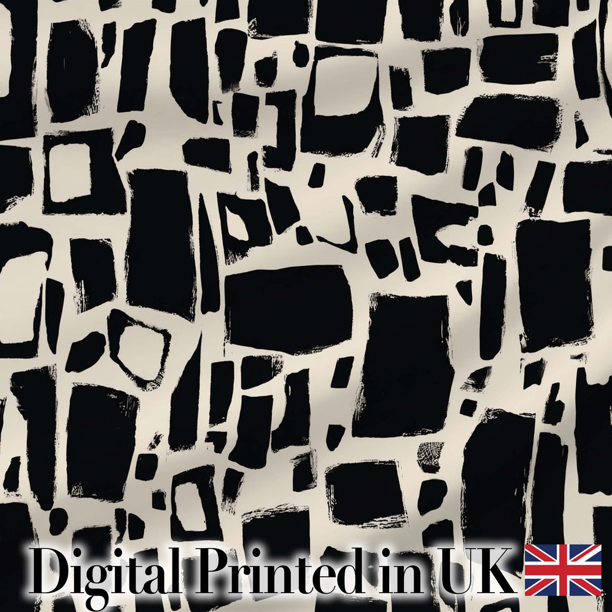 Irregular Mosaic Tiles Black Cream Abstract Geometric Pattern Lovely  Digital Print Material by the Metre UK Sewing Quilting Textile