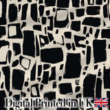 Irregular Mosaic Tiles Black Cream Abstract Geometric Pattern Lovely  Digital Print Material by the Metre UK Sewing Quilting Textile