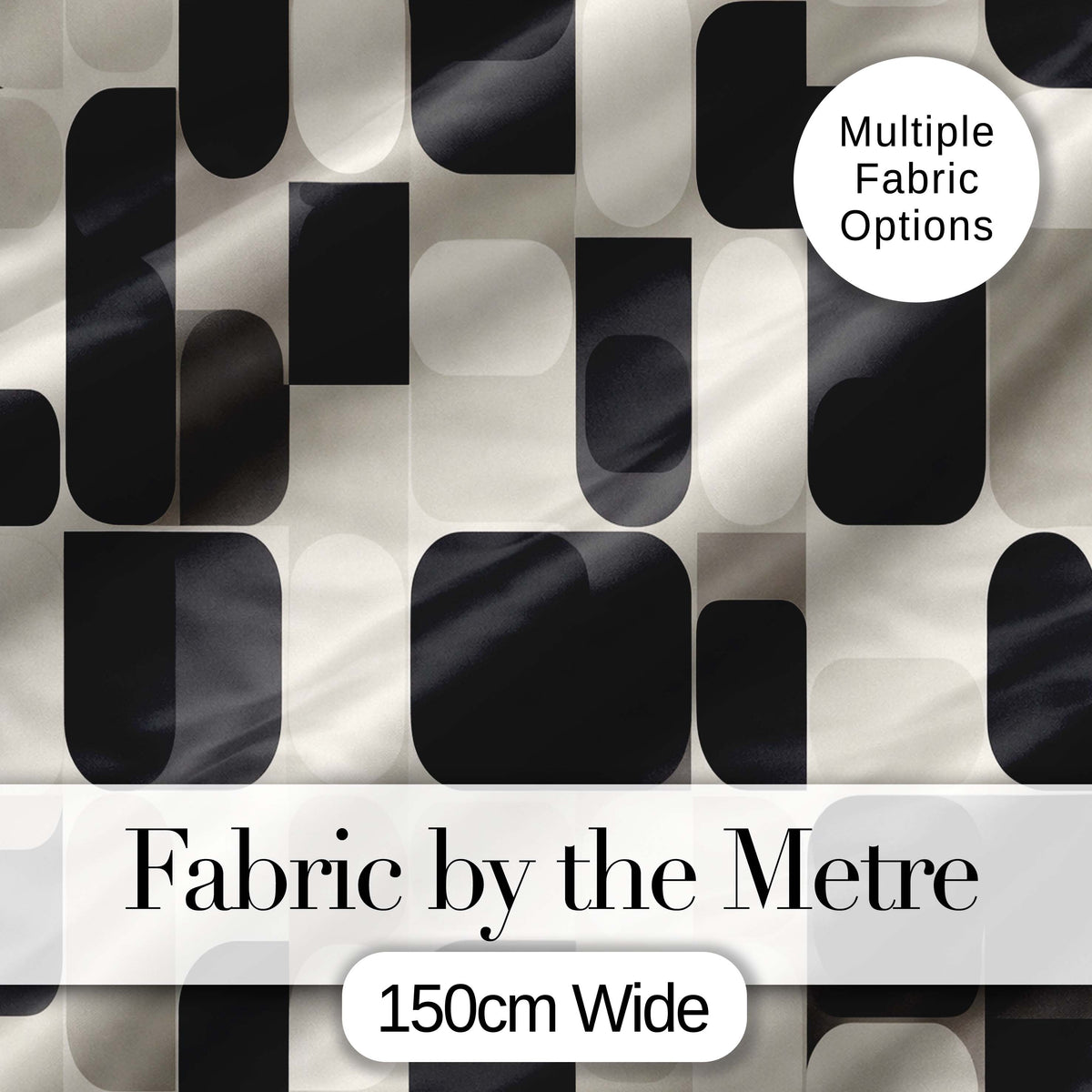 Modern Rounded Shapes Black Grey Minimalist Geometric Pattern Lovely  Digital Print Material by the Metre UK Sewing Quilting Textile