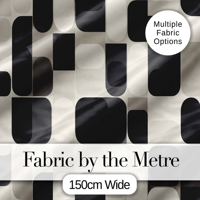 Modern Rounded Shapes Black Grey Minimalist Geometric Pattern Lovely  Digital Print Material by the Metre UK Sewing Quilting Textile
